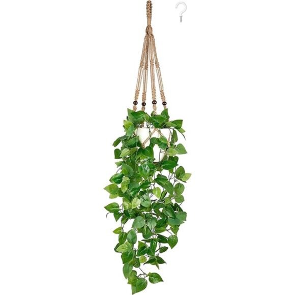 Mkono Fake Hanging Plant with Pot, Artificial Plants for Home Spring Decor - Picture 8 of 8